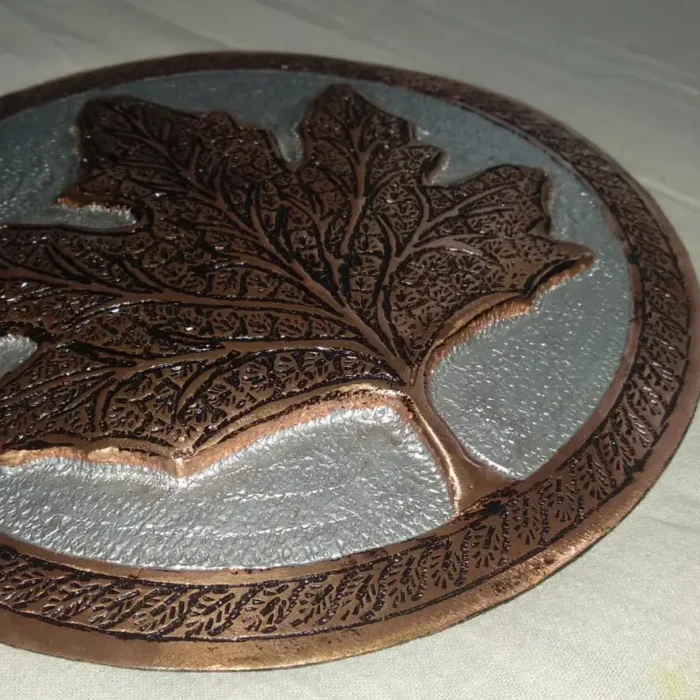 Hand Engraved Copper Wall Plate with Chinar Design - Image 2