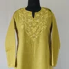 kashmiri ruby cotton aari embroidered mehndi green kurti