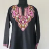 kashmiri ruby cotton aari embroidered black kurti