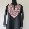 Aari Work Kashmiri black Long Cotton Kurti