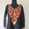 Black Aari Work Kurti in Ruby Cotton