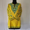 Razia's Kashmiri Aari Cotton Mustard Short Kurti with Sleeve Work