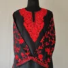 Black Koshur Cotton Kurti Designer Aari Work Nazneen Sleeves