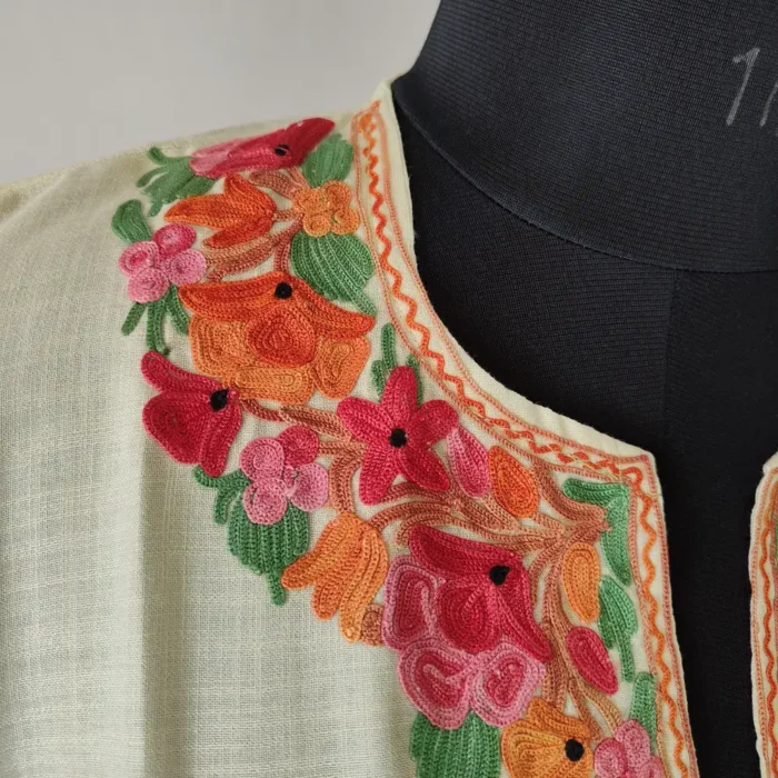 Sleeve Aari Embroidered Kashmiri Cotton Short Kurti for Mehrunnisa - Image 3
