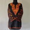 Srinagar made Black Cotton Short Kurti with Sleeves Aari Work