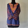 Cotton Koshur Short Dark Blue Mahjabeen Kurti  with Aari Embroidered Sleeves
