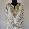 Laila's Kashmiri CreamCotton Kurti with Aari Embroidered Sleeves