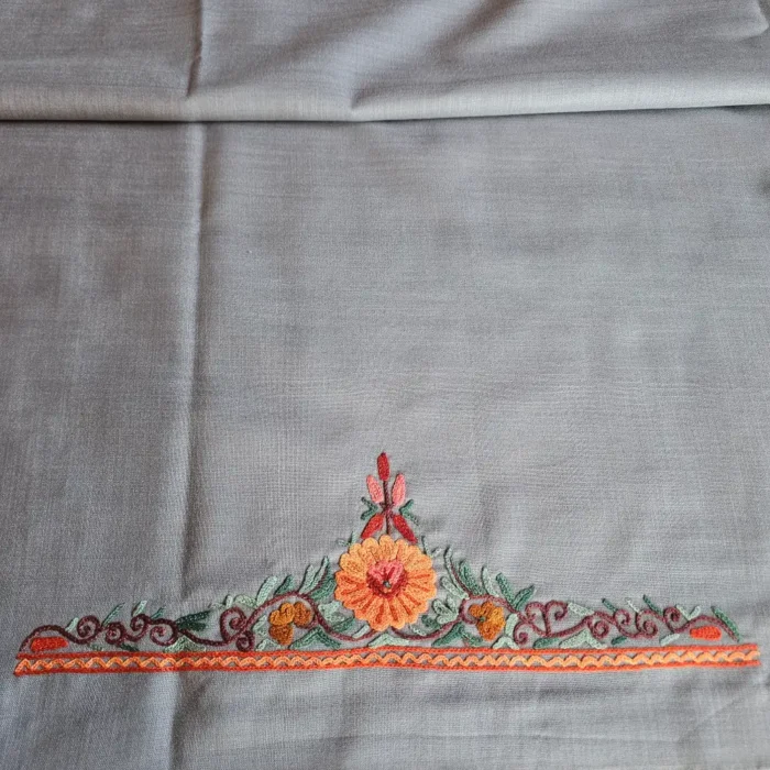 Mehrunisa Dark Brown Aari Work Kashmiri Cotton Suit - Image 4