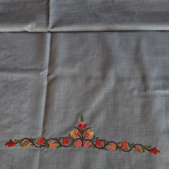 Dark Grey Cotton Kashmiri Shehnaz Suit with Hand Aari Work - Image 4