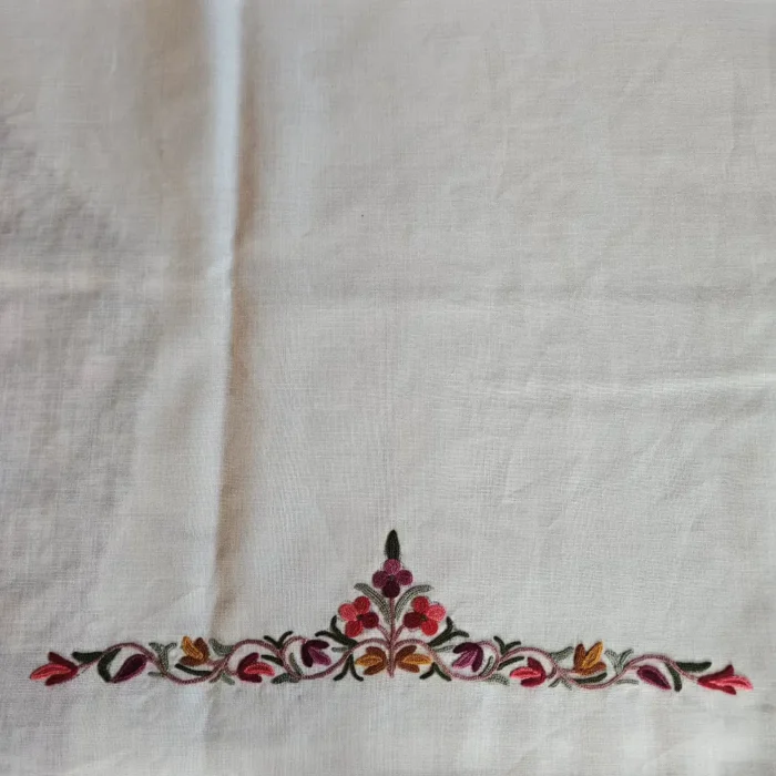 Gulbadan Cream Kashmiri Cotton Hand Aari Embroidered Suit - Image 4