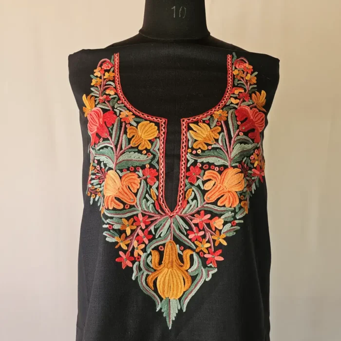 Mehr Black Hand Aari Work Kashmiri Suit in Cotton