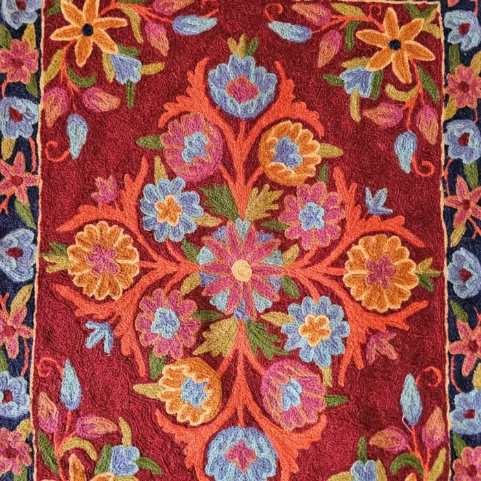 Elegent Maroon Handmade Chain Stitch Aasan Mat | Small Rug | Meditation Carpet - Image 3