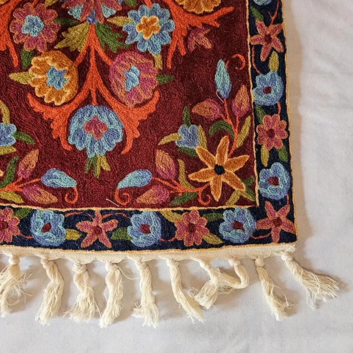 Elegent Maroon Handmade Chain Stitch Aasan Mat | Small Rug | Meditation Carpet - Image 4