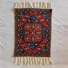Red-Blue Handmade Chain Stitch Aasan Mat | Small Rug | Meditation Carpet