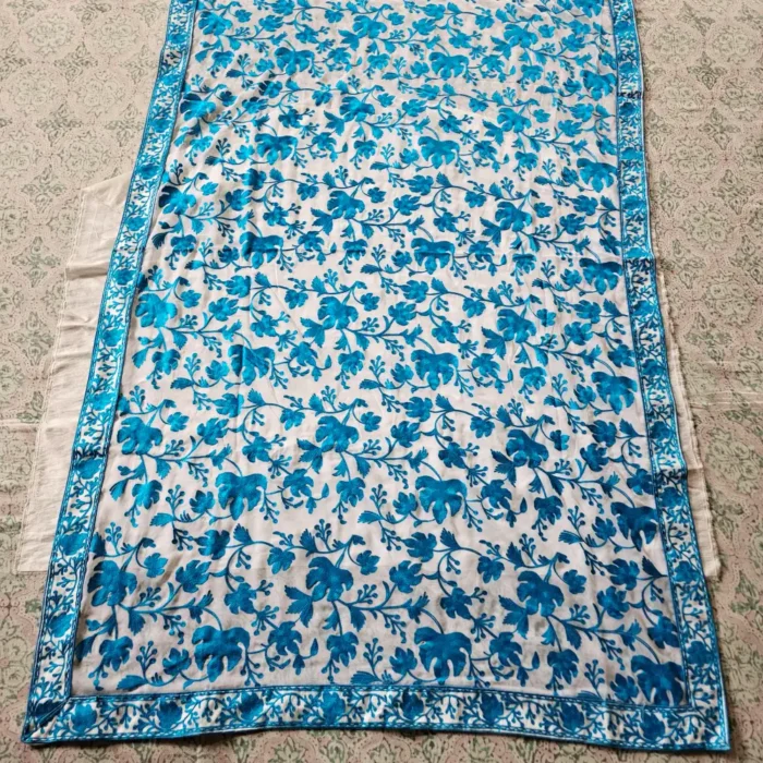 White Georgette Kashmiri Saree | Chinar Akh Rang - Image 5