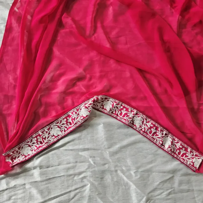 Red Georgette Kashmiri Saree | Chinar Akh Rang - Image 5