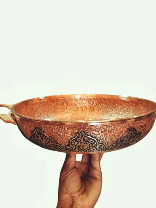 Kashmiri Copper Frying Pan | Hand Carved