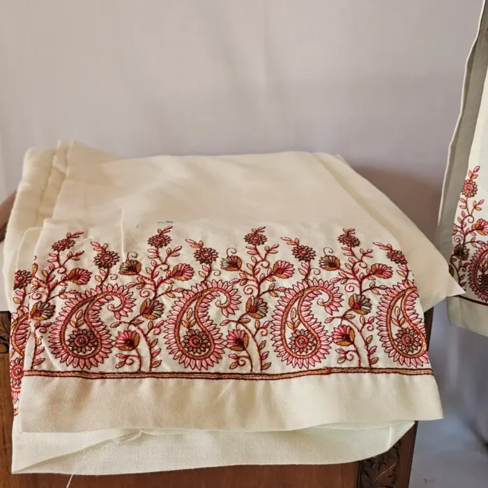 Kashmiri Cream Kurti Set With Sozni Embroidery | Lal Bazaar Collection - Image 6