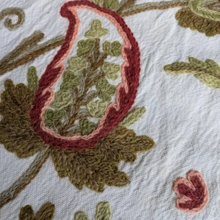 Handmade Kashmiri Crewel Fabric | Wool Embroidery on Cotton | Perfect for Curtains, Chairs, Sofas & Home Decor - Image 2