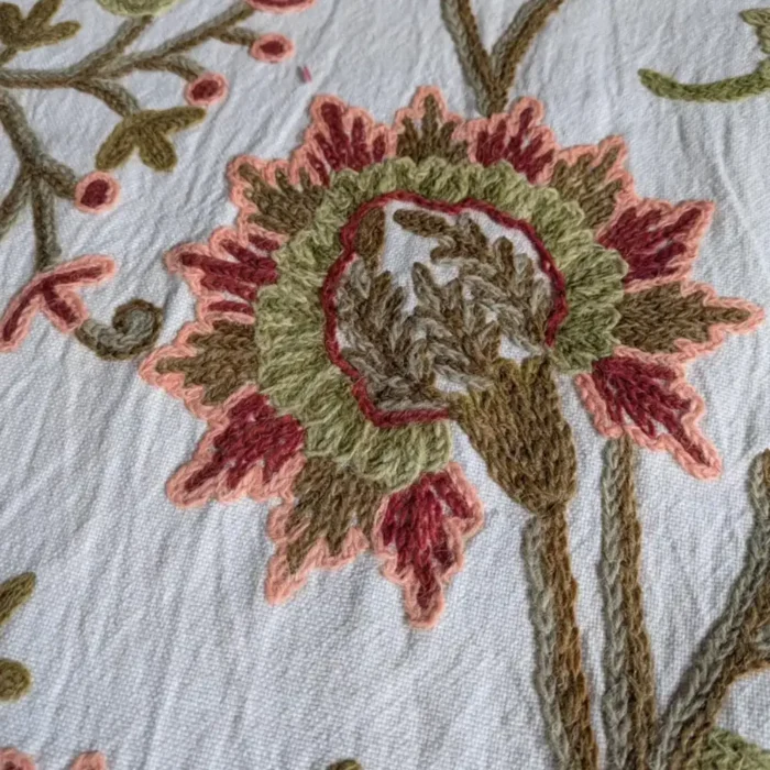 Handmade Kashmiri Crewel Fabric | Wool Embroidery on Cotton | Perfect for Curtains, Chairs, Sofas & Home Decor - Image 4