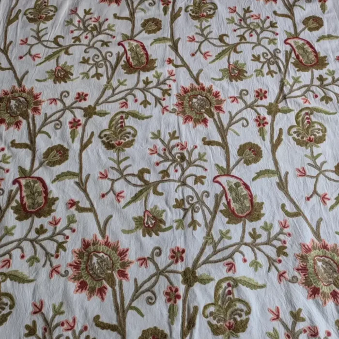 Handmade Kashmiri Crewel Fabric | Wool Embroidery on Cotton | Perfect for Curtains, Chairs, Sofas & Home Decor - Image 5