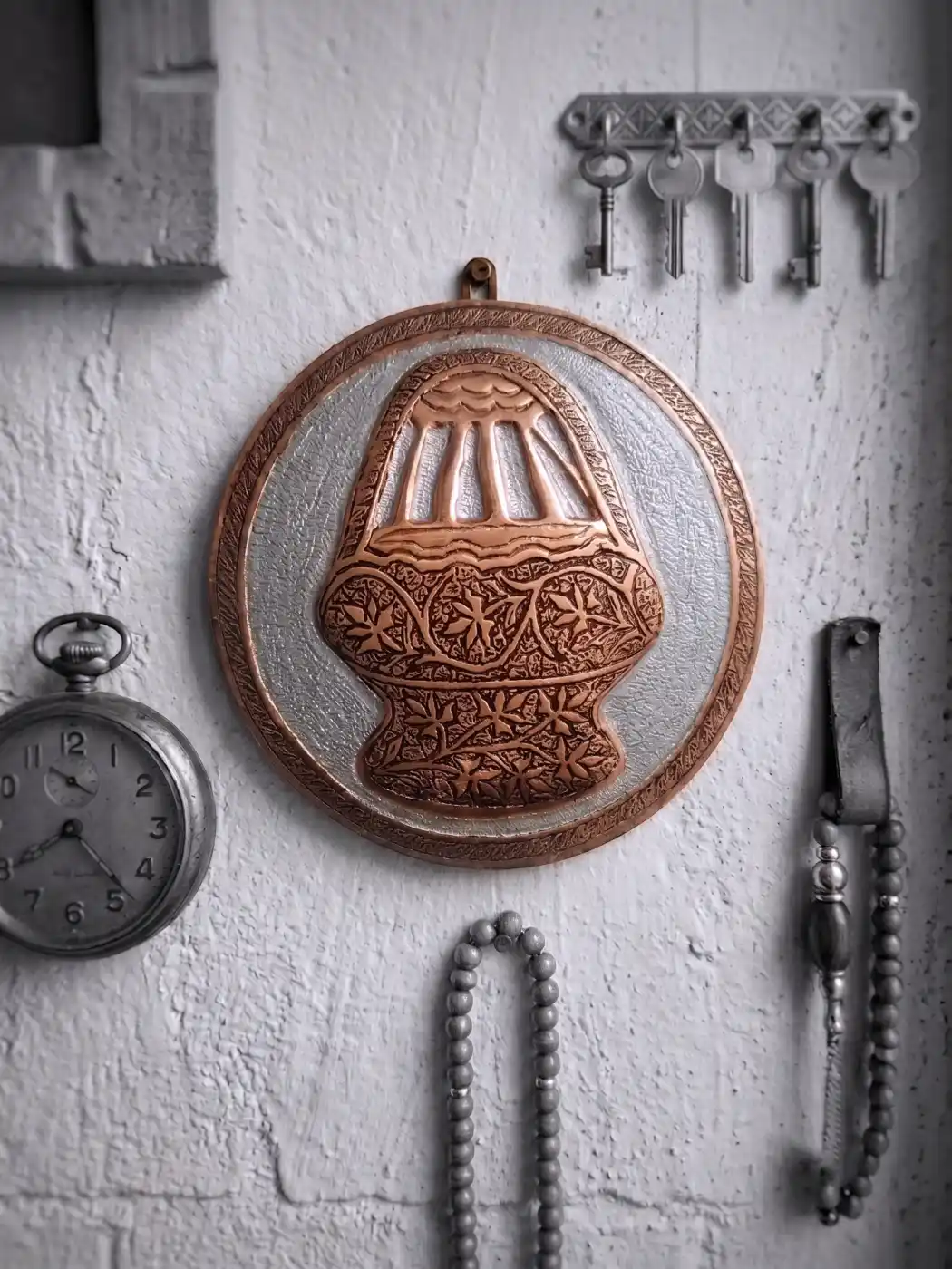Pure Copper Hand Engraved Wall Plate with Kangri Design