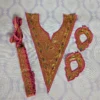 Magenta V Shape Tilla Embroidered Kashmiri Patch with Bootis and Laces