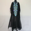 Black Long Kashmiri Georgette Kaftan With Aari Embroidery