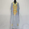 Dark Grey Long Kashmiri Georgette Kaftan With Aari Embroidery