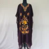 Kashmiri Purple Husna Georgette loose Kaftan with Aari Work