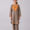 Arzoo Koshur Cotton Aari Embroidery Kurti Set for Teens (10-11 years)