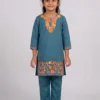 Cotton Kashmiri Aari Kurta Set for Kids With Daman Design– Lailah (5-6 years)
