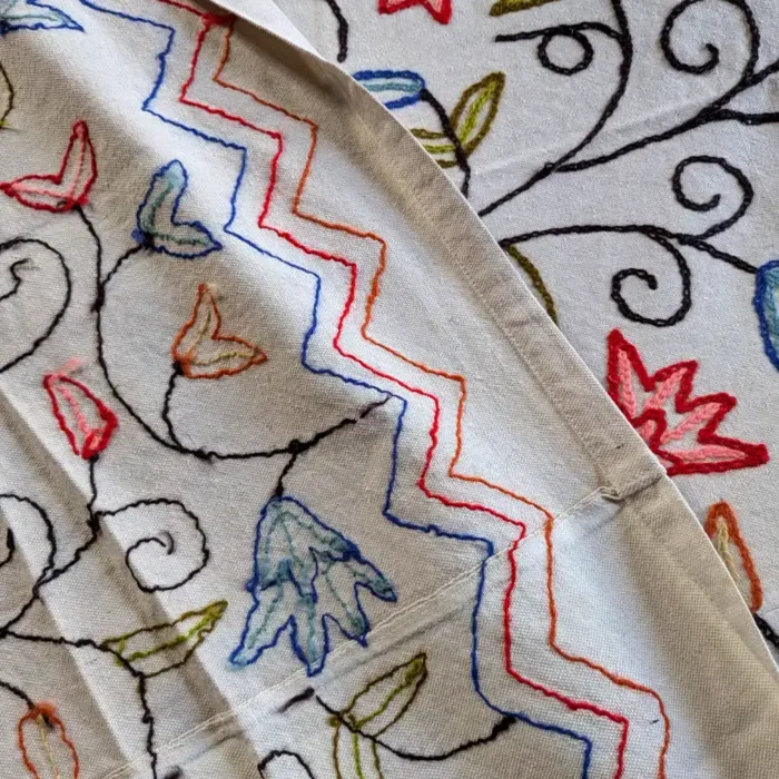 Dusoot Cotton Double Kashmiri Bed Cover with Hand Crewel Embroidery - Image 3