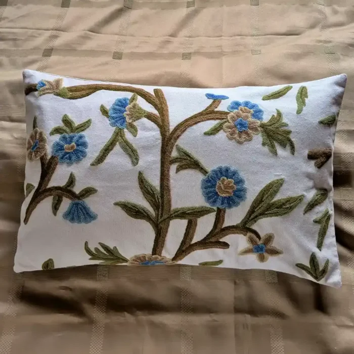 Set of 2 Cushion Covers and 2 pillow Covers with Hand Crewel Work - Image 3
