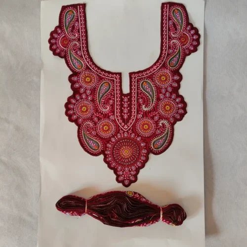 Sozni Needle Work Kashmiri Brown Patch with Lace