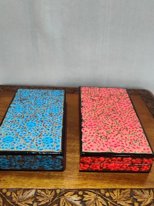 Kashmiri Paper Machie Rectangular Flat Boxes - Set of 2
