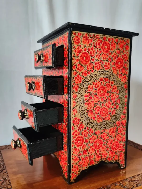 Hand Painted Kashmiri Paper Machie Black base Almirah