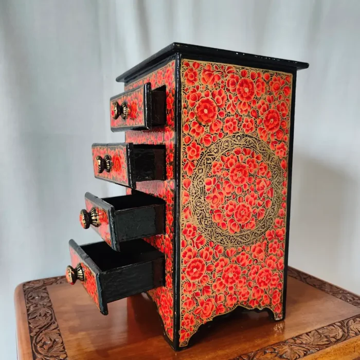 Hand Painted Kashmiri Paper Machie Black base Almirah