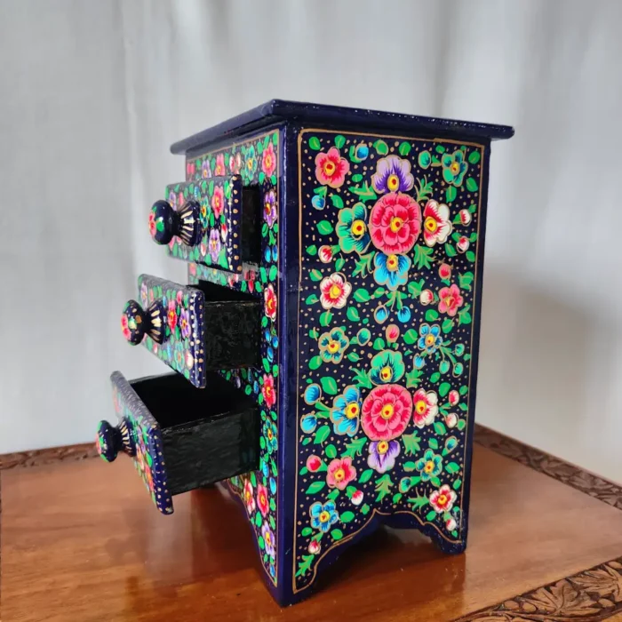 Hand Painted Blue Kashmiri Paper Machie Almirah