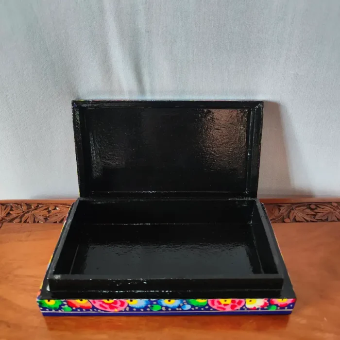 Kashmiri Paper Machie Rectangular Flat Boxes - Set of 2 - Image 3