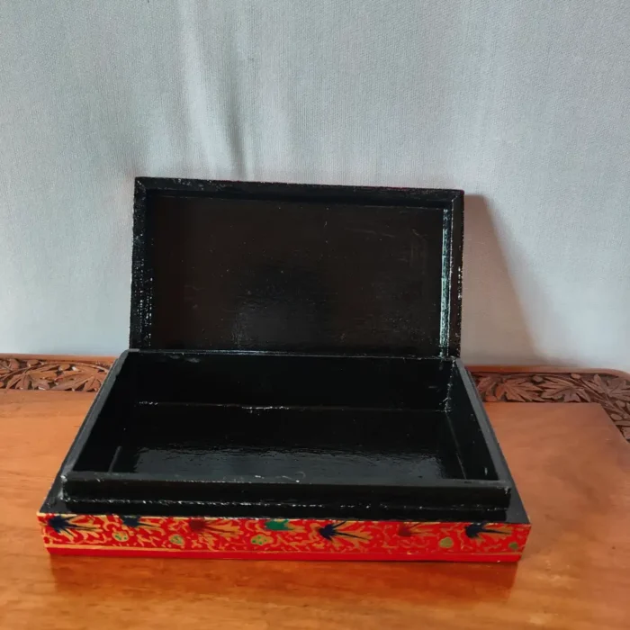 Set of 2 Kashmiri Paper Machie Rectangular Flat Boxes - Image 3
