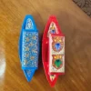 Kashmiri Paper Machie Shikara | Pair of Red and Blue
