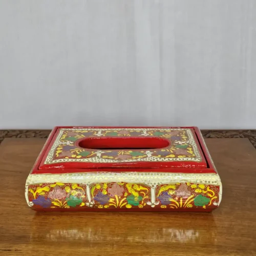Kashmiri Red Small Paper Machie Tissue Box Holder