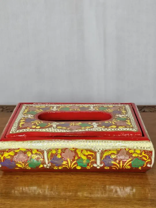 Kashmiri Red Small Paper Machie Tissue Box Holder