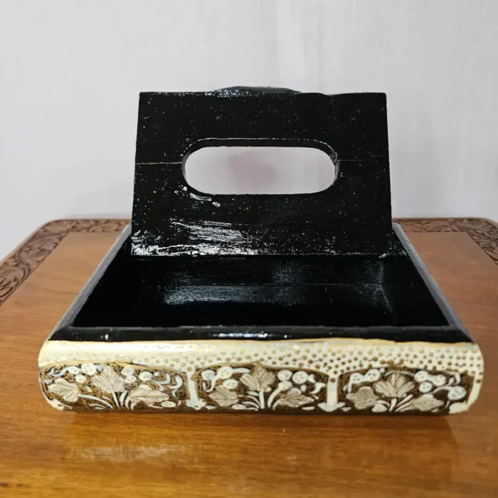 Black Small Paper Machie Tissue Box Holder from Kashmir - Image 2