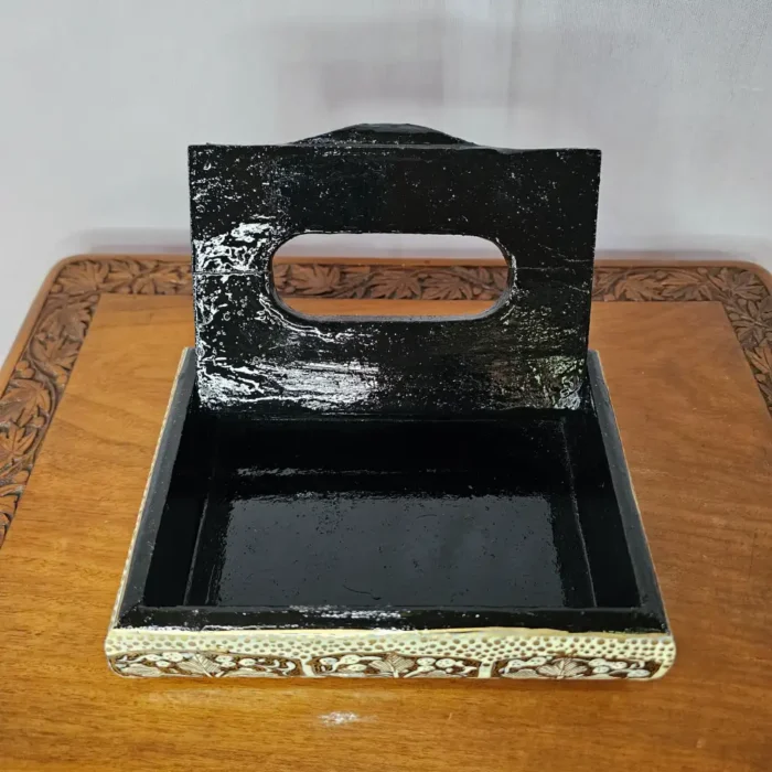 Black Small Paper Machie Tissue Box Holder from Kashmir - Image 4