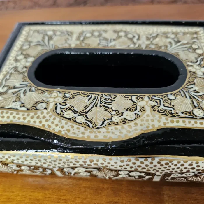 Black Small Paper Machie Tissue Box Holder from Kashmir - Image 5