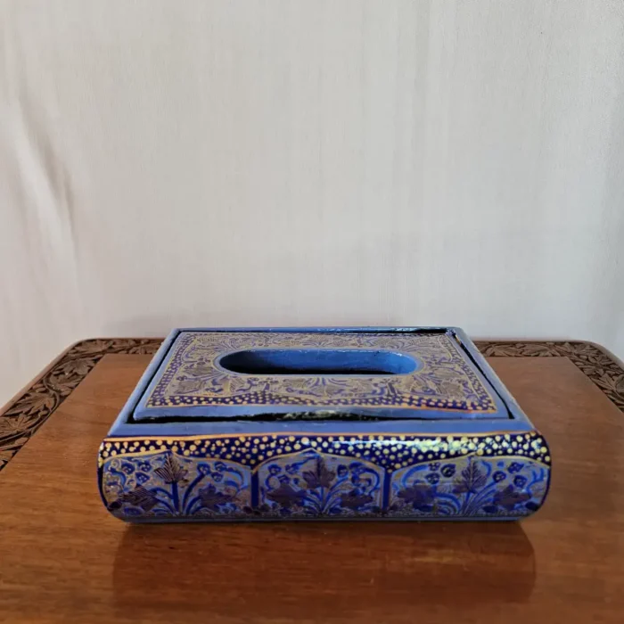 Small Tissue Box Holder | Purple Floral Paper Machie - Image 4