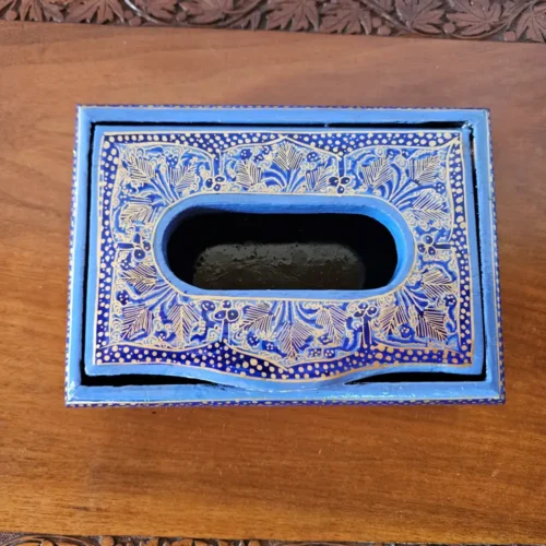 Small Tissue Box Holder | Purple Floral Paper Machie