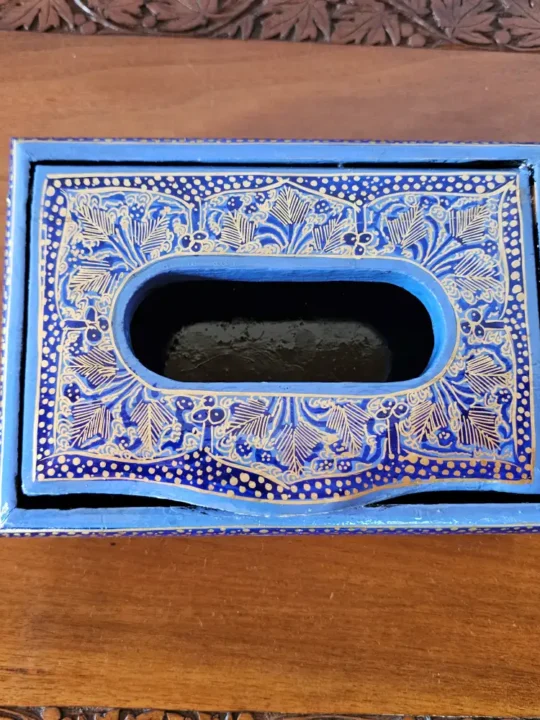 Small Tissue Box Holder | Purple Floral Paper Machie